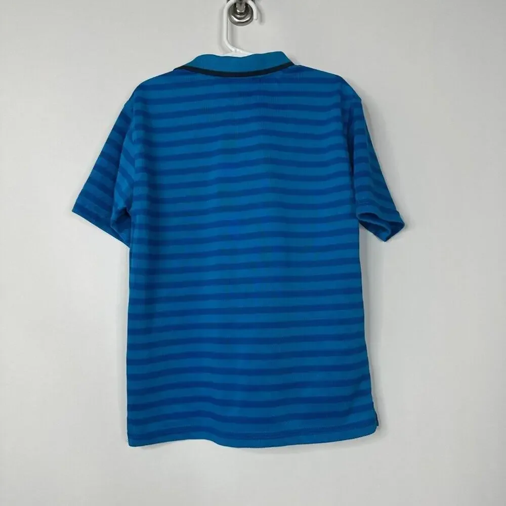 2/$30 Izod Boys Oxford Short Sleeve Blue Striped Polo 8 Blue #9681